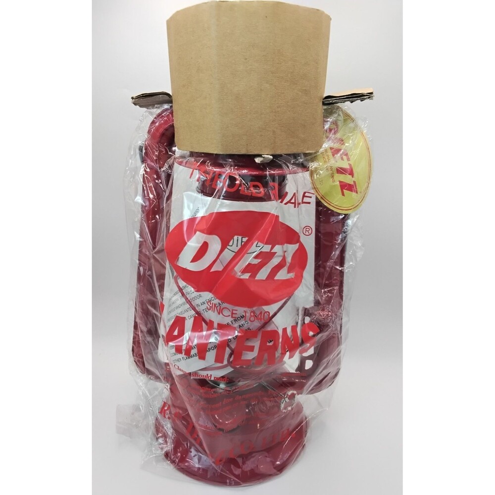 Vintage  Dietz  Kerosene Red Lantern With Glass Globe and Paperwork No Box